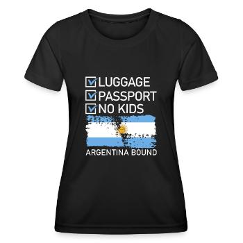 Luggage Passport No Kids Argentina Bound - Women's Functional T-Shirt - black - Front - AI Model Female 172 light (172cm)