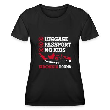 Gepäck Passport No Kids Indonesien Bound Vacation - Frauen Funktions-T-Shirt - Schwarz - Vorne - AI Model Female 172 light (172cm)