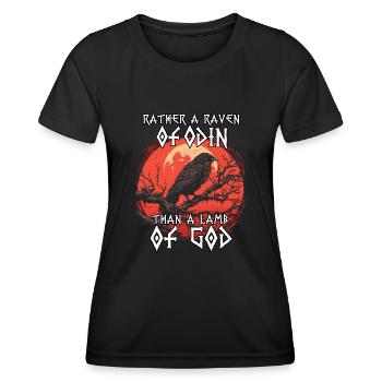 Légende viking | Corbeau d’Odin | Hugin et Munin - T-shirt sport Femme - noir - Devant - AI Model Female 172 light (172cm)