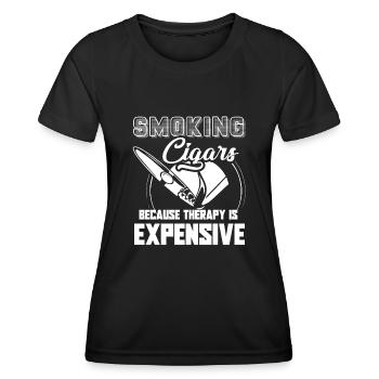 Cigar Smoking Cigar Smoking Cheaper Than Therapy - Women's Functional T-Shirt - black - Front - AI Model Female 172 light (172cm)