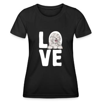 Old English Sheepdog Sheepie Bobtail - Frauen Funktions-T-Shirt - Schwarz - Vorne - AI Model Female 172 light (172cm)