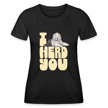 Old English Sheepdog Sheepie Bobtail - Frauen Funktions-T-Shirt - Schwarz - Vorne - AI Model Female 172 light (172cm)