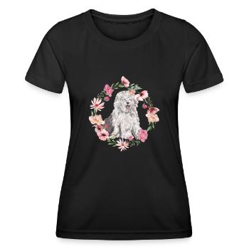 Old English Sheepdog Sheepie Bobtail - Frauen Funktions-T-Shirt - Schwarz - Vorne - AI Model Female 172 light (172cm)