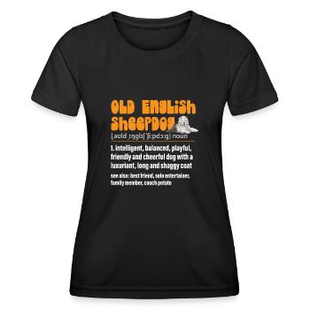 Old English Sheepdog Sheepie Bobtail - Frauen Funktions-T-Shirt - Schwarz - Vorne - AI Model Female 172 light (172cm)