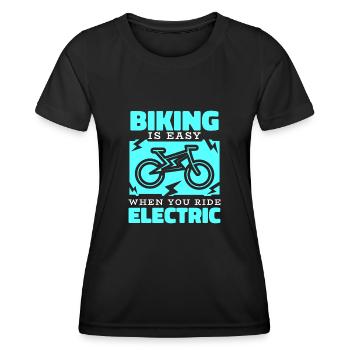 Balade en vélo électrique E Bike - T-shirt sport Femme - noir - Devant - AI Model Female 172 light (172cm)