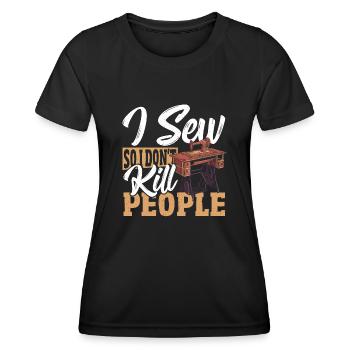 Je couds pour ne pas tuer les gens Couture - T-shirt sport Femme - noir - Devant - AI Model Female 172 light (172cm)