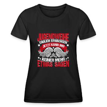 Jugendweihe Endlich erwachsen - Frauen Funktions-T-Shirt - Schwarz - Vorne - AI Model Female 172 light (172cm)