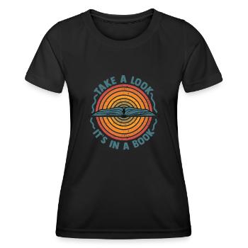 Jetez un coup d’œil C’est dans un rat de bibliothèque de lecture de livre - T-shirt sport Femme - noir - Devant - AI Model Female 172 light (172cm)