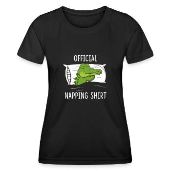 Offizielles Schlafshirt Krokodil - Frauen Funktions-T-Shirt - Schwarz - Vorne - AI Model Female 172 light (172cm)