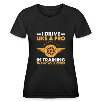 Permis de conduire passé Nouveau permis de conduire S - T-shirt sport Femme - noir - Devant - AI Model Female 172 light (172cm)