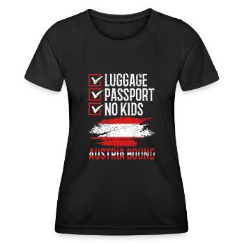 Luggage Passportaustria Bound Travel Holidays - Women's Functional T-Shirt - black - Front - AI Model Female 172 light (172cm)