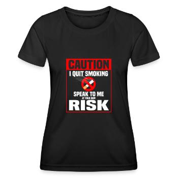 I Quit Smoking Speak To Me At Your Own Risk Cigar - Frauen Funktions-T-Shirt - Schwarz - Vorne - AI Model Female 172 light (172cm)