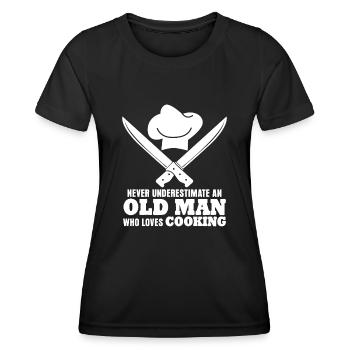 Chapeau de chef Couteau de chef Cuisine Chef de cuisine - T-shirt sport Femme - noir - Devant - AI Model Female 172 light (172cm)