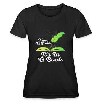 Jetez un coup d’œil C’est dans un rat de bibliothèque de lecture de livre - T-shirt sport Femme - noir - Devant - AI Model Female 172 light (172cm)