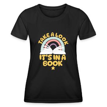 Jetez un coup d’œil C’est dans un rat de bibliothèque de lecture de livre - T-shirt sport Femme - noir - Devant - AI Model Female 172 light (172cm)