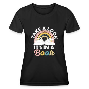 Jetez un coup d’œil C’est dans un rat de bibliothèque de lecture de livre - T-shirt sport Femme - noir - Devant - AI Model Female 172 light (172cm)