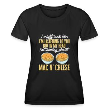 Makkaroni Käse Liebhaber Mac And Cheese - Frauen Funktions-T-Shirt - Schwarz - Vorne - AI Model Female 172 light (172cm)