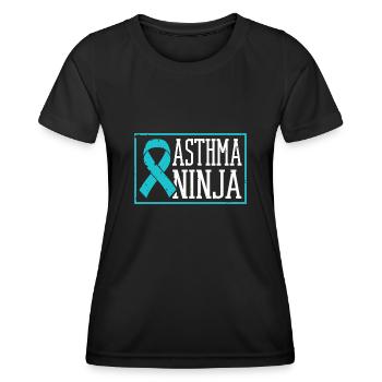 Asthma-ninja Asthmakämpfer Wheezy - Frauen Funktions-T-Shirt - Schwarz - Vorne - AI Model Female 172 light (172cm)