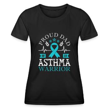 Stolzer Vater Eines Asthma-kriegers Unterstützt - Frauen Funktions-T-Shirt - Schwarz - Vorne - AI Model Female 172 light (172cm)