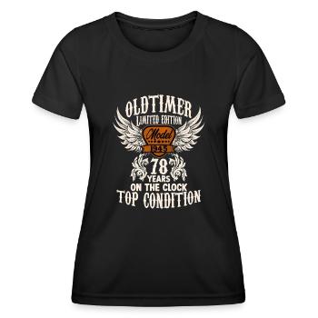 parody birthday motive 78 years classic car rocker - Frauen Funktions-T-Shirt - Schwarz - Vorne - AI Model Female 172 light (172cm)