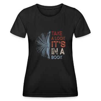 Jetez un coup d’œil C’est dans un rat de bibliothèque de lecture de livre - T-shirt sport Femme - noir - Devant - AI Model Female 172 light (172cm)