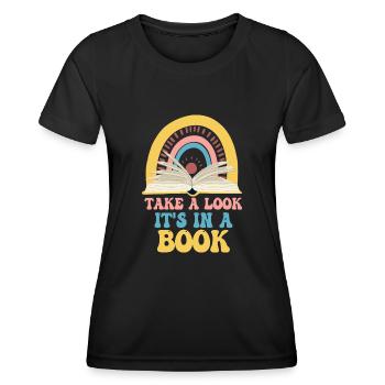 Jetez un coup d’œil C’est dans un rat de bibliothèque de lecture de livre - T-shirt sport Femme - noir - Devant - AI Model Female 172 light (172cm)