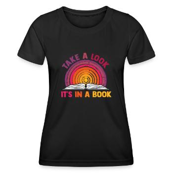 Jetez un coup d’œil C’est dans un rat de bibliothèque de lecture de livre - T-shirt sport Femme - noir - Devant - AI Model Female 172 light (172cm)