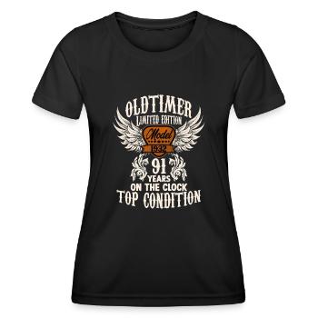 91 ans fan de voiture classique rocker biker anniversaire - T-shirt sport Femme - noir - Devant - AI Model Female 172 light (172cm)