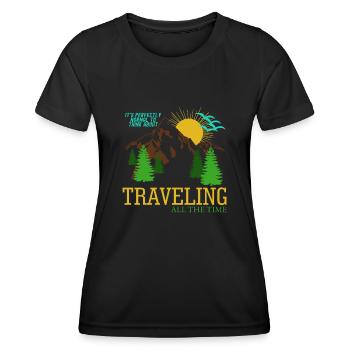 Reise Verreisen Wandern Urlaub - Frauen Funktions-T-Shirt - Schwarz - Vorne - AI Model Female 172 light (172cm)