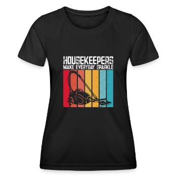 Aide domestique, femme de ménage, femme de ménage - T-shirt sport Femme - noir - Devant - AI Model Female 172 light (172cm)