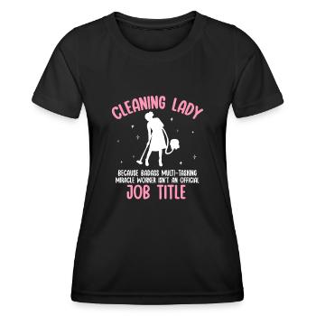 Aide domestique, femme de ménage, femme de ménage - T-shirt sport Femme - noir - Devant - AI Model Female 172 light (172cm)
