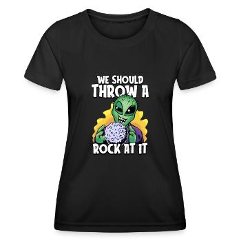 Space Space Funny Astroid Redirection - T-shirt sport Femme - noir - Devant - AI Model Female 172 light (172cm)