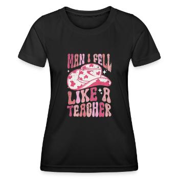 Homme Je me sens comme un enseignant - T-shirt sport Femme - noir - Devant - AI Model Female 172 light (172cm)