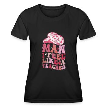 Homme Je me sens comme un enseignant - T-shirt sport Femme - noir - Devant - AI Model Female 172 light (172cm)