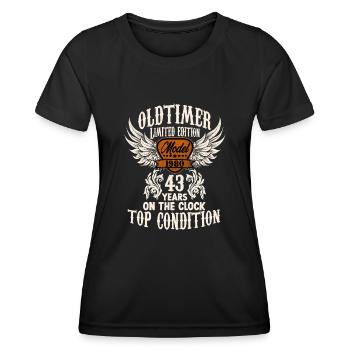 43 year old classic car rocker fan biker - Frauen Funktions-T-Shirt - Schwarz - Vorne - AI Model Female 172 light (172cm)