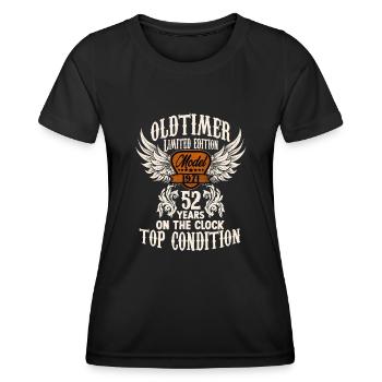 52 years oldtimer birthday rocker biker fan - Women's Functional T-Shirt - black - Front - AI Model Female 172 light (172cm)