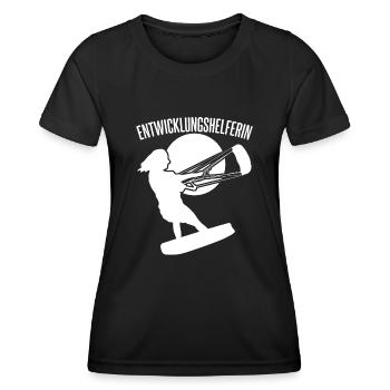 Kitesurfen verhedderte Leinen Kitesurfer - Frauen Funktions-T-Shirt - Schwarz - Vorne - AI Model Female 172 light (172cm)