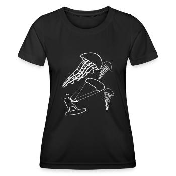 Kitesurfer Qualle Kitesurfen Kiteboarder - Frauen Funktions-T-Shirt - Schwarz - Vorne - AI Model Female 172 light (172cm)