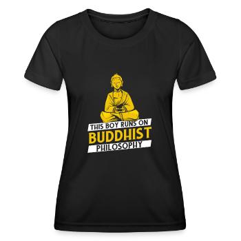 Buddha Buddhist Philosophie - Frauen Funktions-T-Shirt - Schwarz - Vorne - AI Model Female 172 light (172cm)
