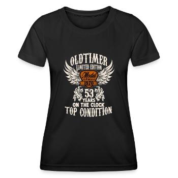 53 year old classic car retro birthday rocker - Frauen Funktions-T-Shirt - Schwarz - Vorne - AI Model Female 172 light (172cm)