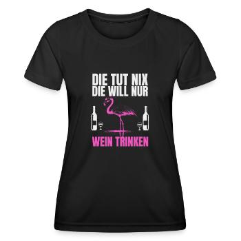 Die tut nix die will nur Wein trinken Party - Frauen Funktions-T-Shirt - Schwarz - Vorne - AI Model Female 172 light (172cm)