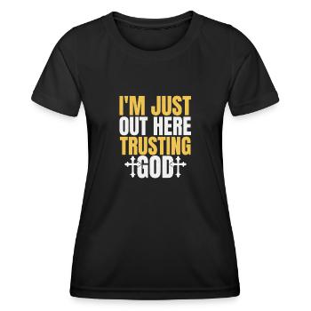 Christ, je suis juste ici et - T-shirt sport Femme - noir - Devant - AI Model Female 172 light (172cm)