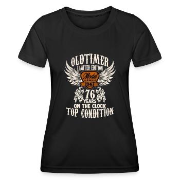 76 ans fan de voiture classique rocker biker anniversaire - T-shirt sport Femme - noir - Devant - AI Model Female 172 light (172cm)