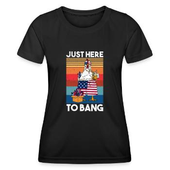 Just Here To Bang America Chicken Firework - Frauen Funktions-T-Shirt - Schwarz - Vorne - AI Model Female 172 light (172cm)