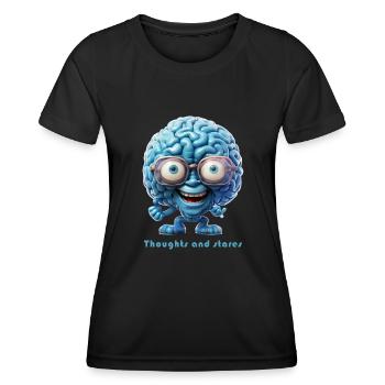 Pensées et regards, cerveau bleu avec des lunettes - T-shirt sport Femme - noir - Devant - AI Model Female 172 light (172cm)