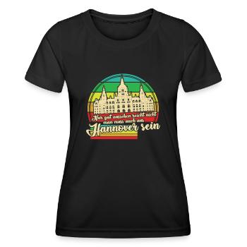 Hannover Retro - Frauen Funktions-T-Shirt - Schwarz - Vorne - AI Model Female 172 light (172cm)