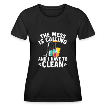 Aide domestique, femme de ménage, femme de ménage - T-shirt sport Femme - noir - Devant - AI Model Female 172 light (172cm)