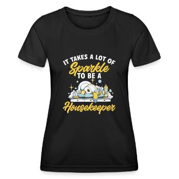 Aide domestique, femme de ménage, femme de ménage - T-shirt sport Femme - noir - Devant - AI Model Female 172 light (172cm)