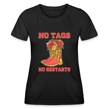 Keine Tags Keine Neustarts Line Dance Line Dancing - Frauen Funktions-T-Shirt - Schwarz - Vorne - AI Model Female 172 light (172cm)