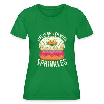 Streusel Donut Süßigkeiten Geschenk Lustiges Donut - Frauen Funktions-T-Shirt - Kelly Green - Vorne - AI Model Female 172 dark (172cm)